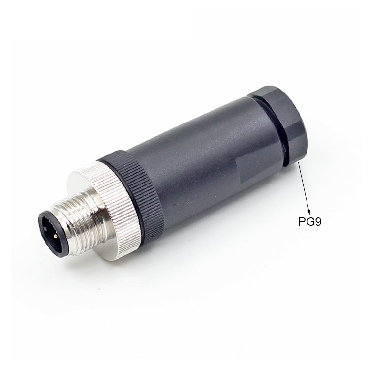 M12 Industrial Field wireable M12 Sensor Connector 3 Pin Male Adaptor Plug