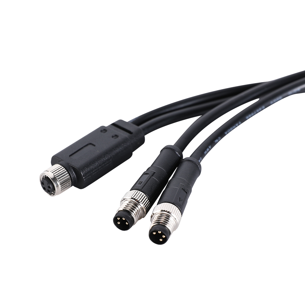 M8 4 core female to two male Y adapter cable