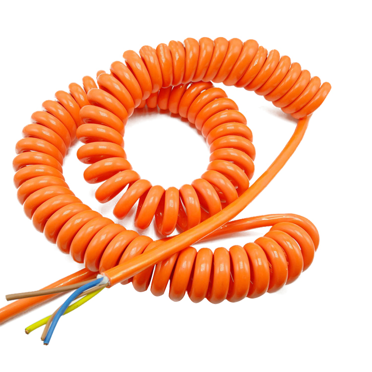 Orange 20 AWG stranded copper wire 4 core coiled electrical cable
