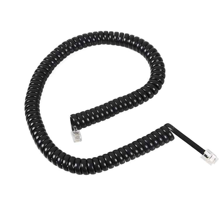 RJ9 4 core 4P4C coiled cable China supplier,RJ11 6p4c coil cable manufacturer China
