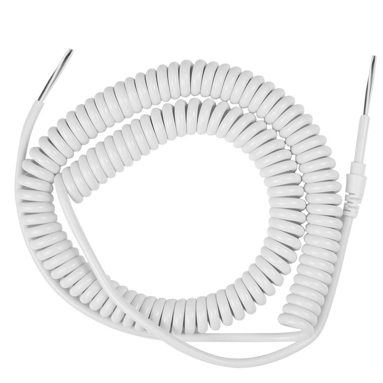 White 24 AWG stranded copper 8 core coiled wire cable with strain relief stretch length reach 5 M