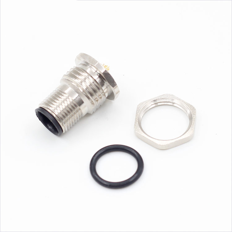 m12 4 pin male panel mount connector socket can solder pigtail 20 CM