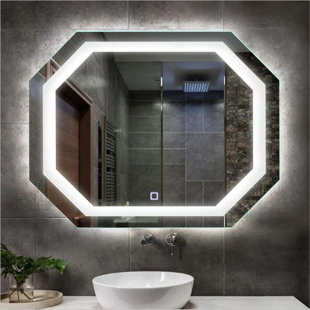 الصين مصنع الزجاج تخصيص مضيئة الخلفية بلوتوث الذكية أسعار led ضوء مرآة الحمام مرآة