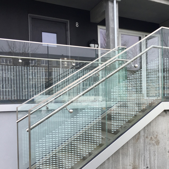 Silk screen printing ink ceramic frit tempered laminated toughened safety glass railing balustrade balcony handrail parapet baluster banisters fences