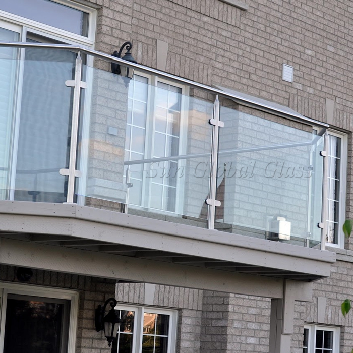 10.76mm tempered glass railing, 5+5mm laminated glass balustrade, 5+5mm sandwich safety glass handrail