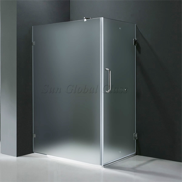 10mm frosted tempered glass shower door ，acid etched tempered shower door glass,10mm toughened glass shower door