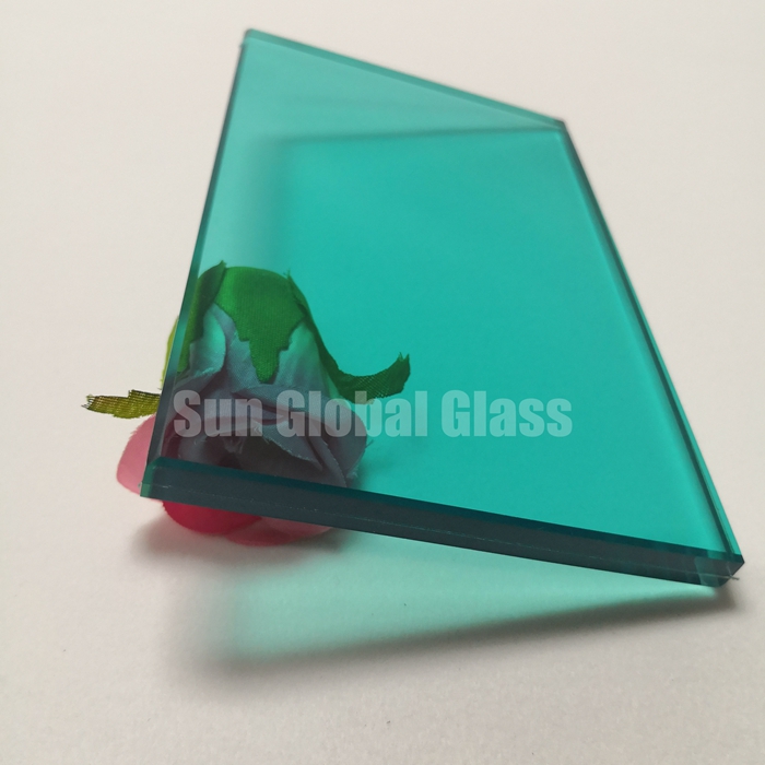 11.52mm thick Blue green tempered laminated glass,55.4 blue green laminated glass,5mm+5mm blue green esg vsg
