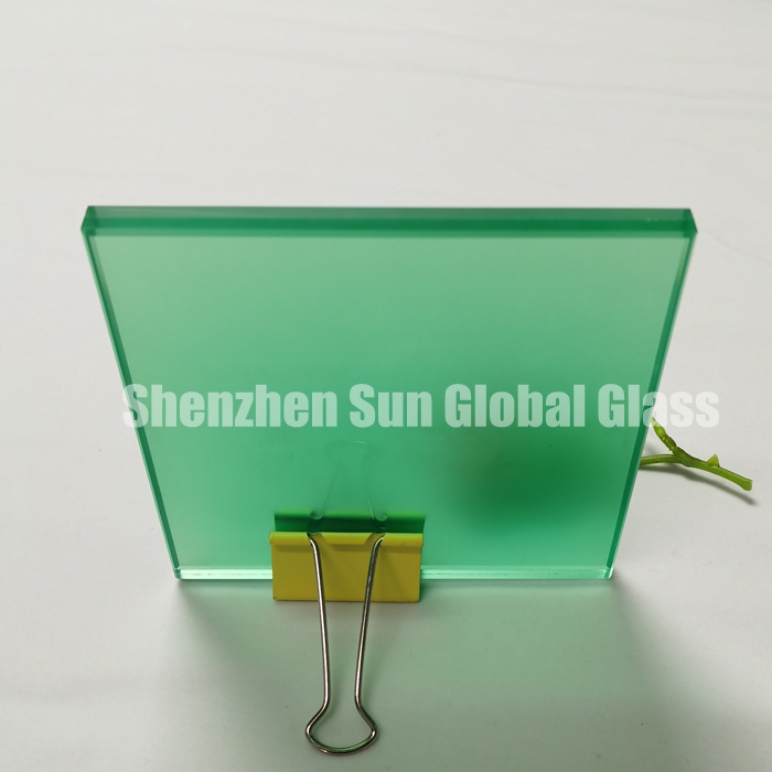 13.52mm color frosted PVB laminated glass, 1/2 inch green colored toughened laminated glass SGCC certified glass factory, 66.4 colour ESG VSG glass CE certified glass manufacturer