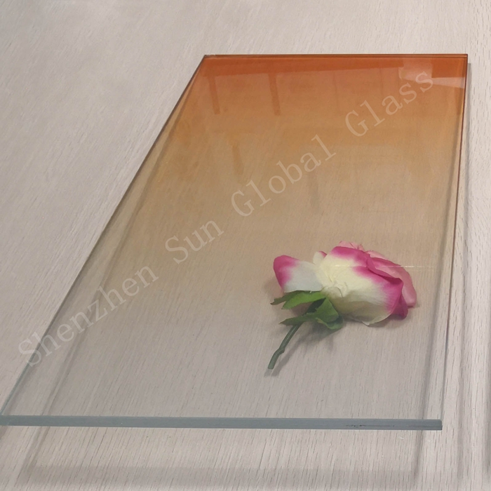 13.52mm colored gradient tempered laminated glass, 66.4 gradient toughened laminated safety glass custom-made, 1/2 inch colour gradient ESG VSG glass manufacturer