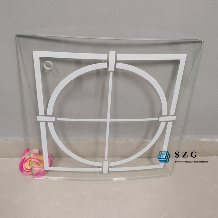 13.52mm low iron printed tempered laminated curved glass, 6+1.52 PVB+6 extra clear curved toughened laminated glass with printing, 66.4 ultra clear ESG VSG ceramic frit curved glass