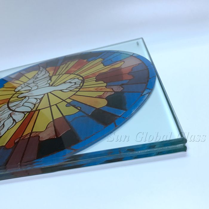 17.52mm digital printing toughened laminated glass, 8+8mm printed   tempered laminated glass, 17.52mm printing laminated decorative glass