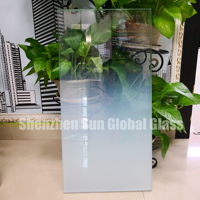 21.52mm low iron white gradient tempered laminated glass, 1010.4 ultra clear gradient toughened laminated glass panel, 10+1.52+10 extra clear gradient ESG VSG glass