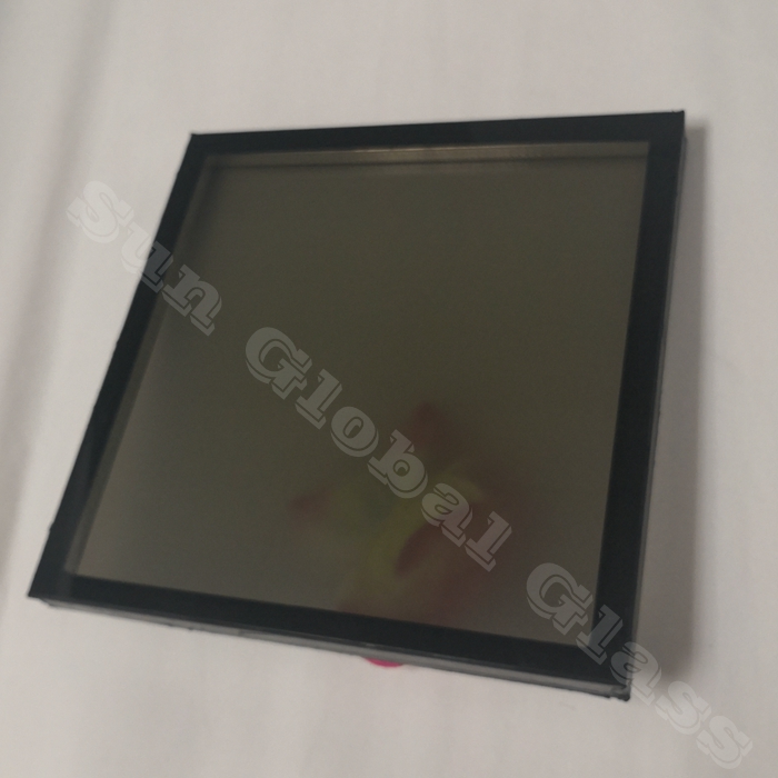 Cristal dgu obscuro marrón de 26 mm, bronce de 6 mm + espaciador de aire, vidrio esmerilado de 12 mm + 8 mm, vidrio aislante translúcido de bronce