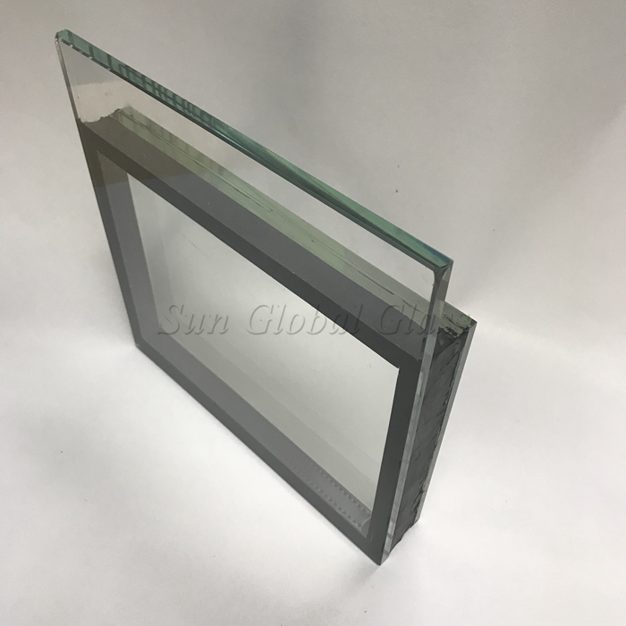 31.52mm HST SGP laminated insulated glass with Low E glass, (6mm HST glass+1.52mm SGP film+6mm HST glass)+12A+6mm Low E heat soaked tested Glass