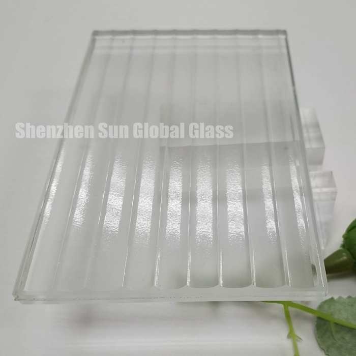5mm+5mm thick ribbed frosted lamination Glass,55.4 fluted laminated glass,11.52mm laminated reeded glass