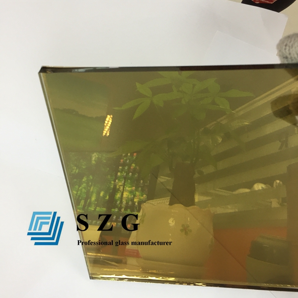 6mm golden reflective glass, 6mm 24k gold golden coating reflective glass, 6mm golden solar glass reflective glass
