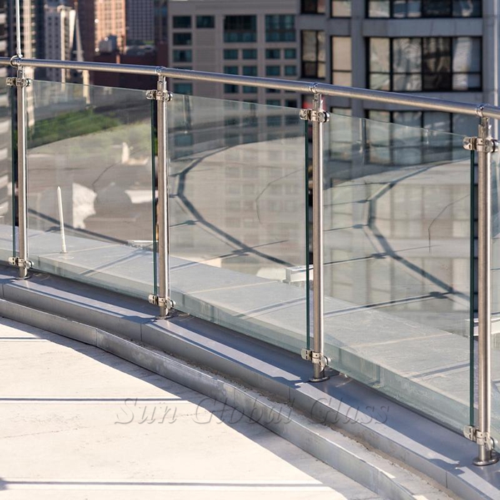 8.76mm clear laminated glass balustrade, 4+4mm tempered laminated glass railing, 4 4 2 sandwich toughened glass handrail
