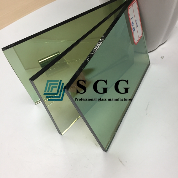 8MM french green reflective glass, 8MM online coating F-green glass, 8MM f-green reflective glass solar control