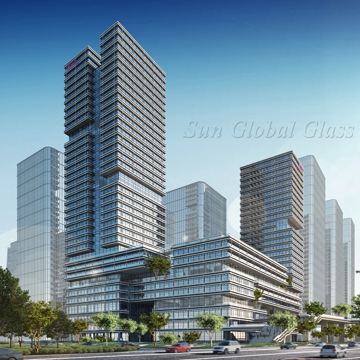 8mm+12A+8mm low e insulated glass curtain wall,28mm hollow glass facade,8mm+8mm exterior wall glass manufacturers