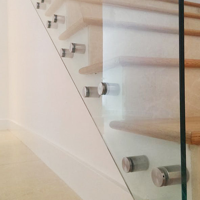 stainless steel standoff glass railing system, frameless 10mm tempered glass standoff railing, glass and wall mounted pin for balustrade