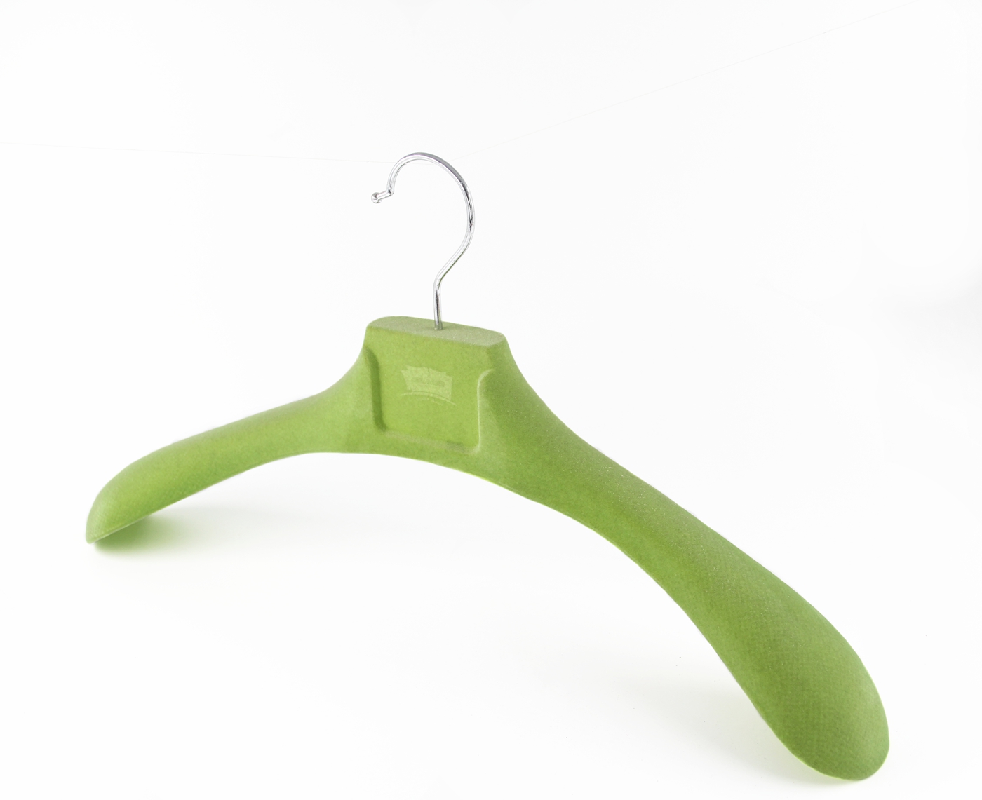 Green velvet suit hanger customize logo plastic velvet hanger for brand