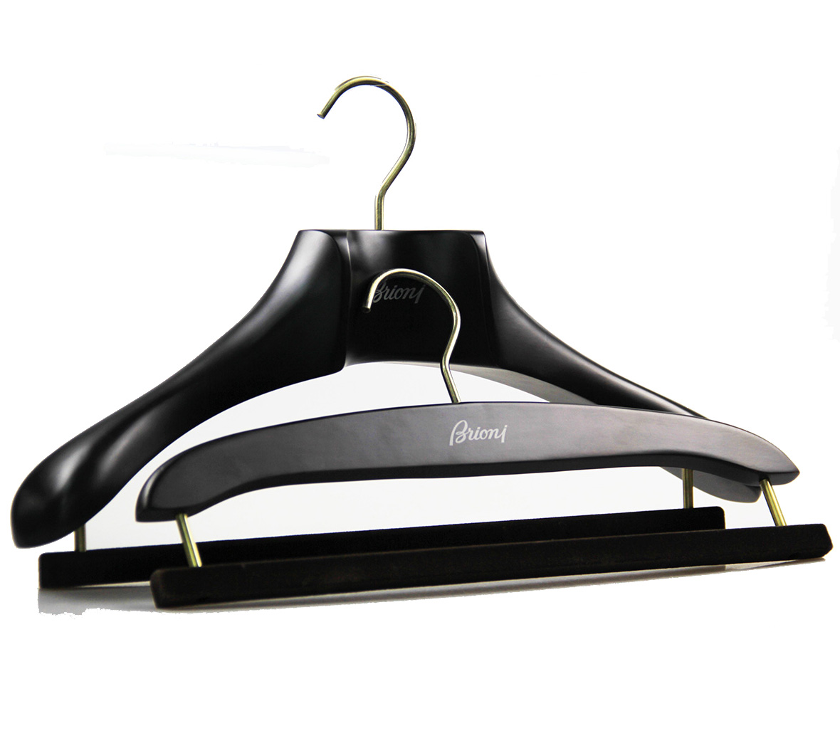 MSW-009 luxury black wooden suit hanger for Brioni brand