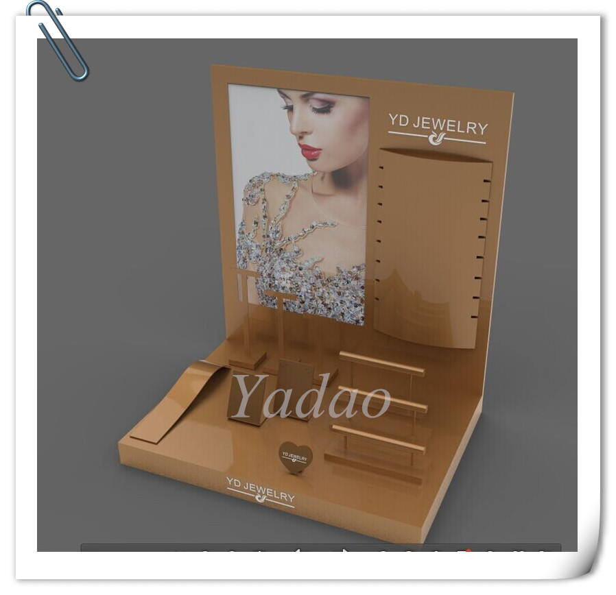 2015 new custom countertop luxury acrylic jewelry display small size window display sets for jewelry shop