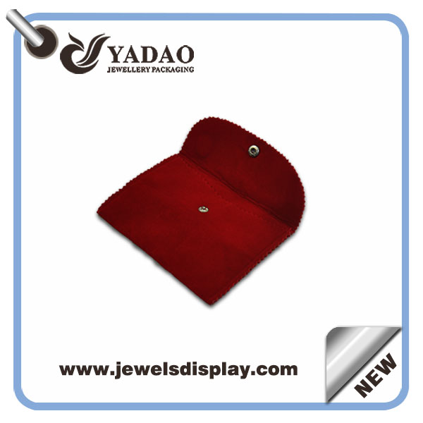 2015 whosale misura logo stampato velluto rosso sacchetto di gioielli