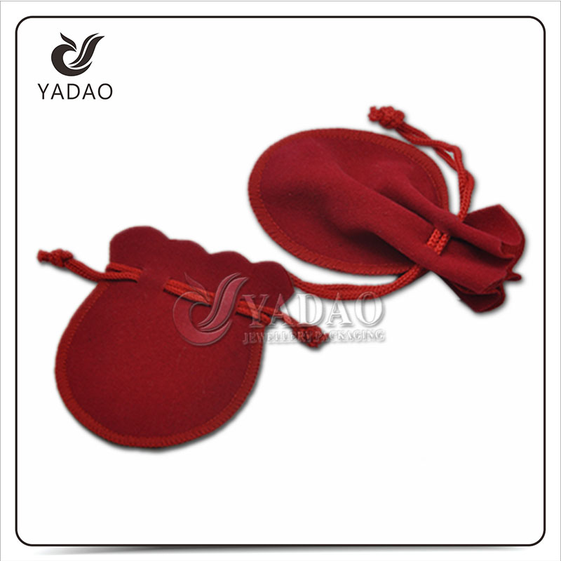 2016 de alta qualidade de veludo dom logotipo personalizado bordado jóias bolsa de cor vermelha forma de sino velevt bolsa aceitar cor de impressão para livre