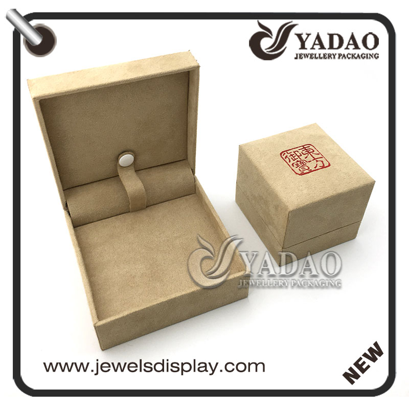2016 otoño diseño personalizado simple de cajas de joyas de gamuza de alta calidad