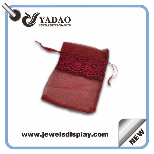 Bella popolare caldo-vendita trasparente merletto di formato personalizzato e colore buona occhiata sacchetto di seta per l'imballaggio gioielli