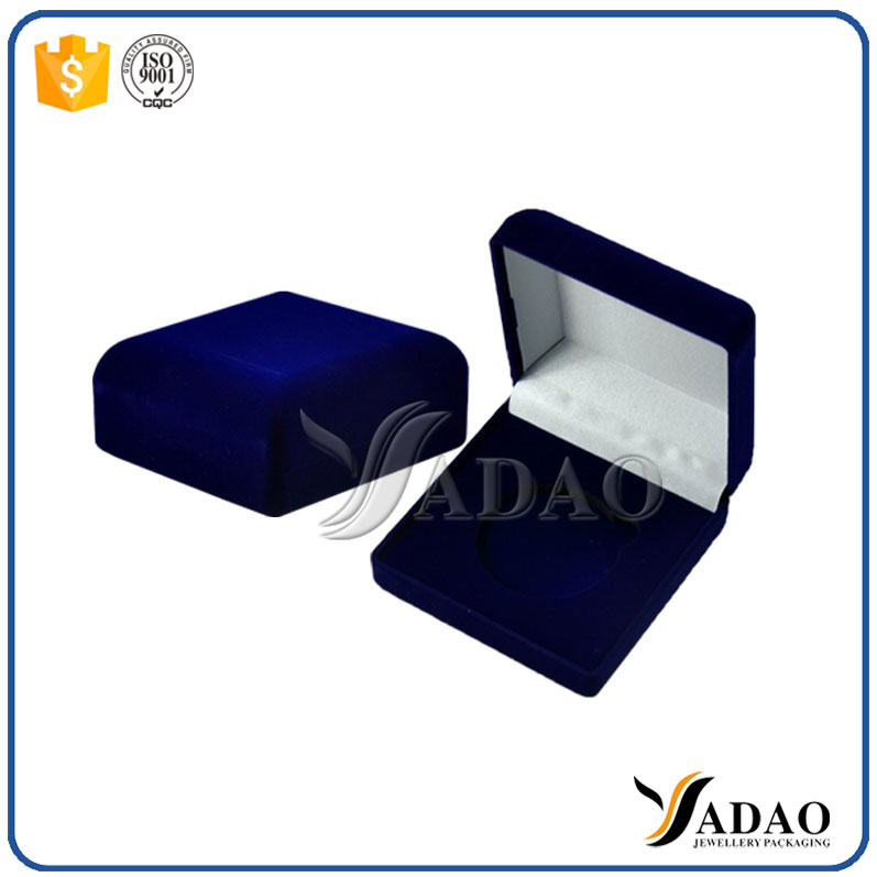 Scatole di velluto blu semplice per anelli, orecchini, ciondolo, collana, bracciale, braccialetto accettare di personalizzazione