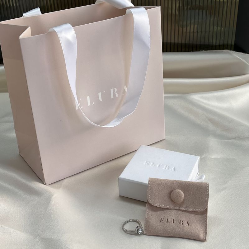 CMYK Impression Papier Bijoux Bijoux Boutique Sac de ruban emballage