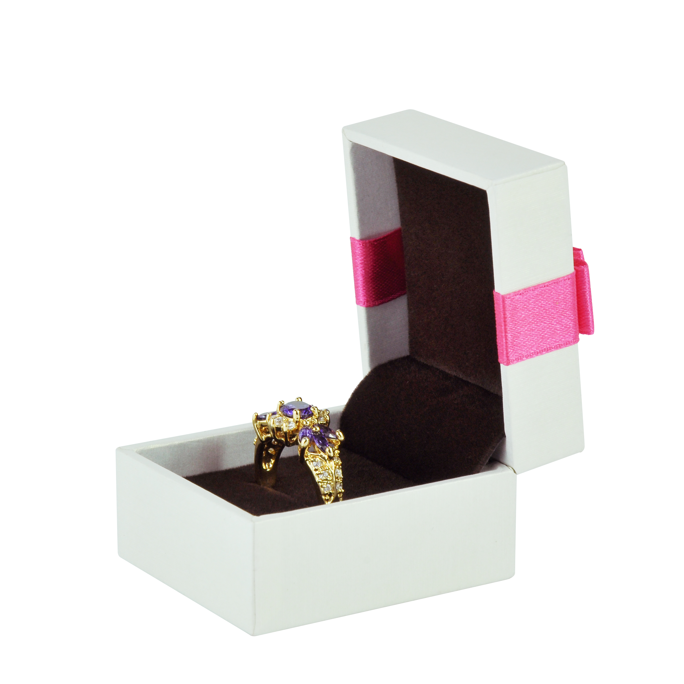 China Fabricación de moda de alta calidad blanco rosa cinta de seda joyería anillo pulsera collar caja