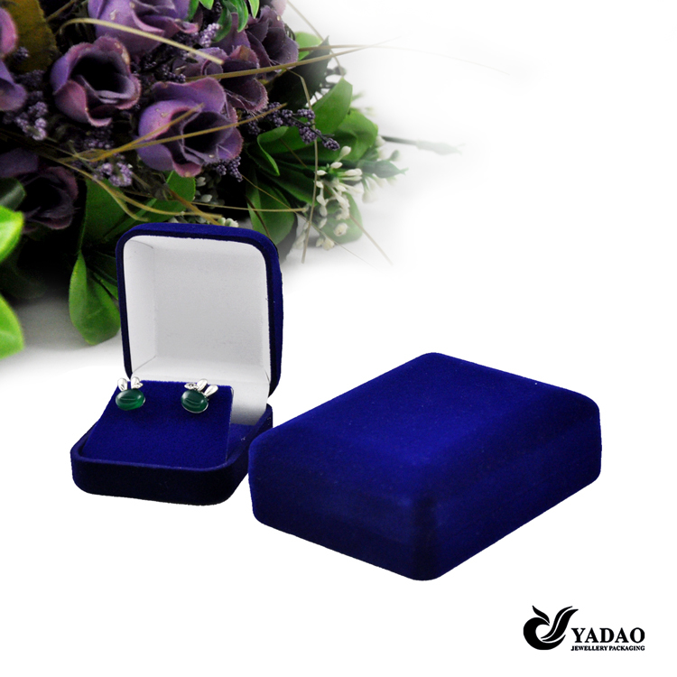 Porcellana Personalizzato all'ingrosso caso di gioielli velluto blu con inserto in velluto per orecchini ad anello e collana contenitore di monili di imballaggio braccialetto