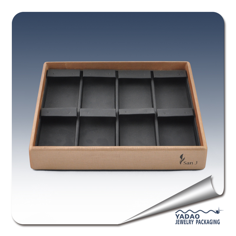 Chinese manufacturer of Lowest price high-class leather earring jewelry display tray holder and rack for earring decoration with sample available