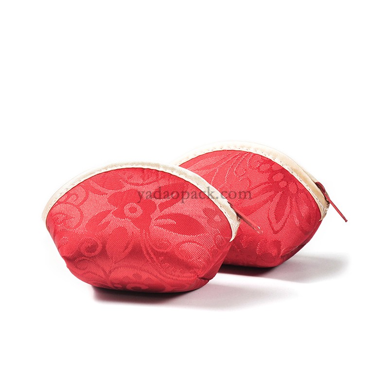 Chinese-style traditional customized handmade red satin zipper jewelry pouch