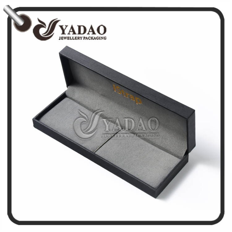 Papel negro clásico de la PU de la mejor calidad con diseño personalizado para pulsera / bolígrafo / caja de reloj