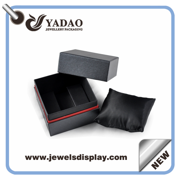 Классический черный бумажная коробка ювелирных изделий для дисплея вахты коробки с подушкой, сделанных в Китае