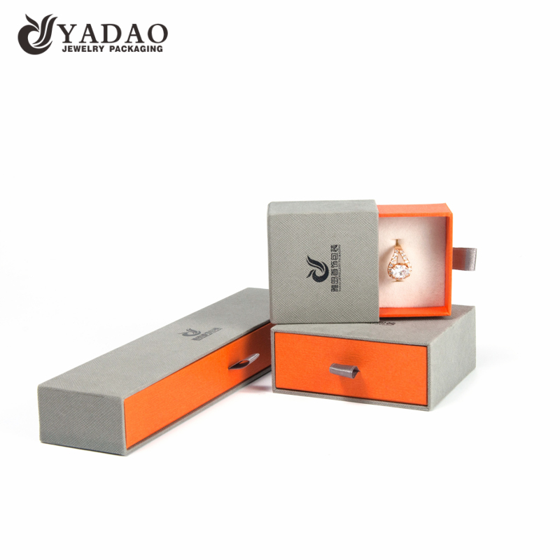 Cusom fez moda logotipo impresso slider caixa de papelão de papelão com interior de veludo fino para embalagem de jóias