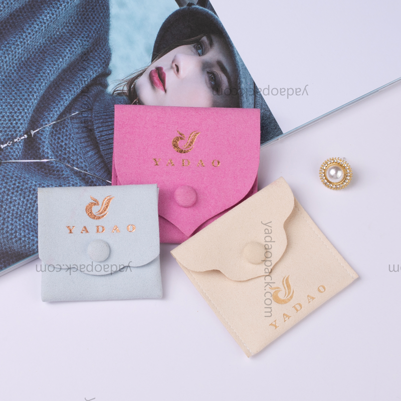 Logotipo personalizado luxo microfiber jóias envelope saco de camurça veludo flap jóias embalagem bolsa