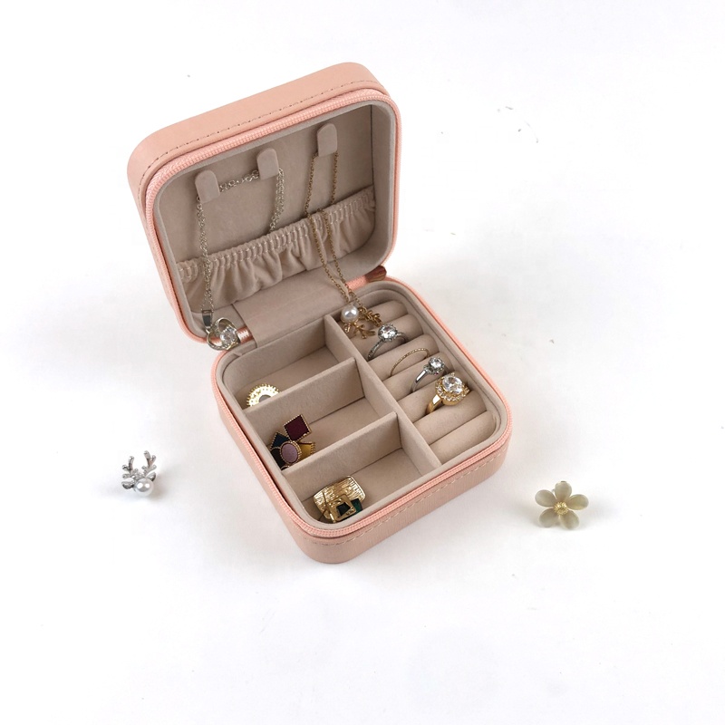 Custom Logo PU Leather Necklace Earring Ring Holder Jewelry Storage BagTravel Jewelry Case