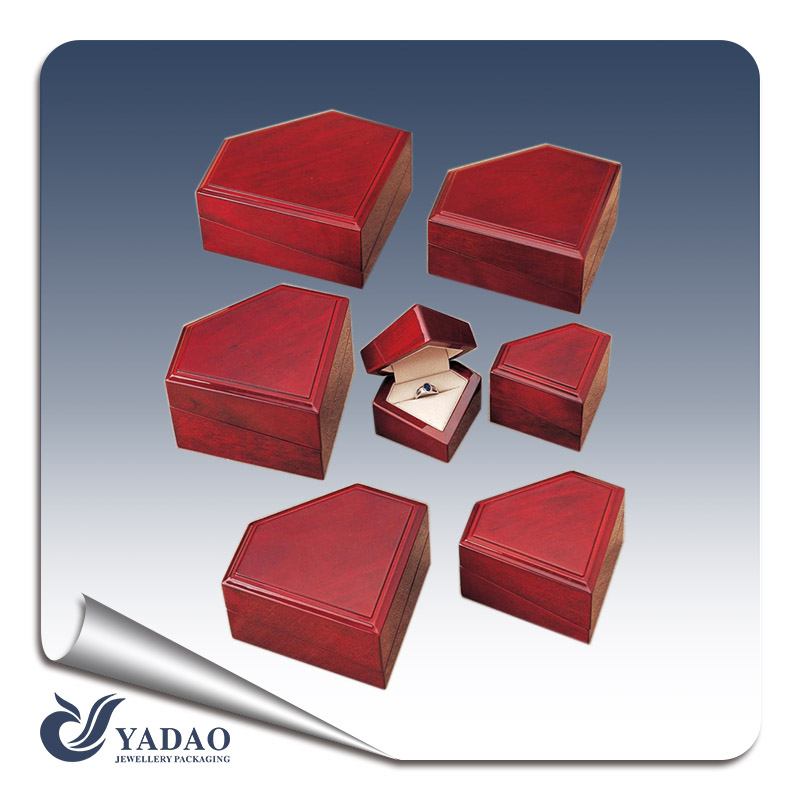 Logo stampa personalizzata Jewelry Box monili di legno contenitore di regalo elegante cofanetto in legno per Gioielli lacca scatola di legno