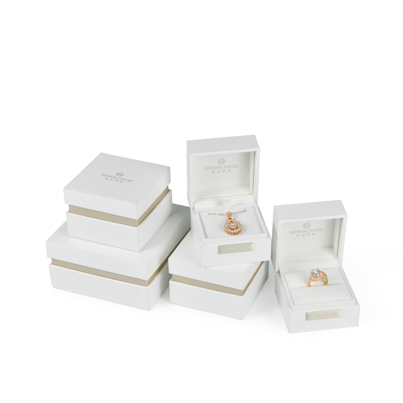 Boîte à bijoux de couvercle séparée de bracelet de collier d'anneau de bracelet blanc pur fait sur commande