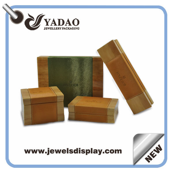 Custom colored leather middle lacquered jewelry wooden boxes set