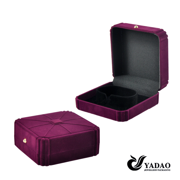 Luxo personalizado de jóias de veludo roxo caixas caixa de embalagem de design de jóias embalagens