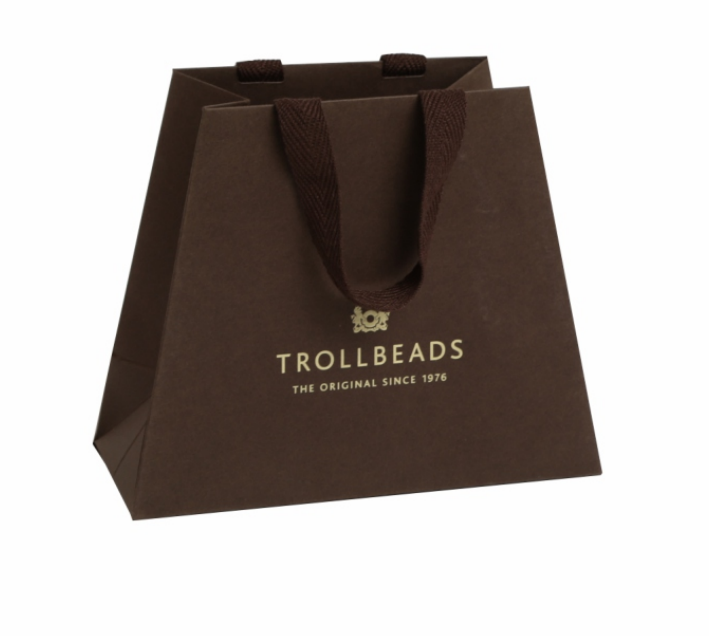 Customized brown trapezoidal paper bag canvas handle advanced gift packaging bag