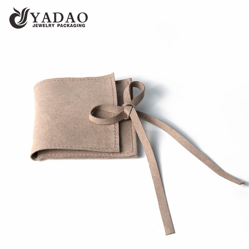 Customized handmade microfiber jewelry package pouch with logo priniting popular in Europe and USA.