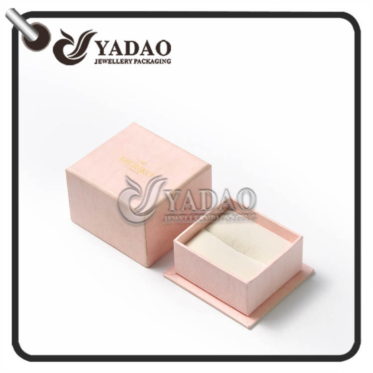 Customized paper box with white velvet interior for ring display and package hot selling in JCK.
