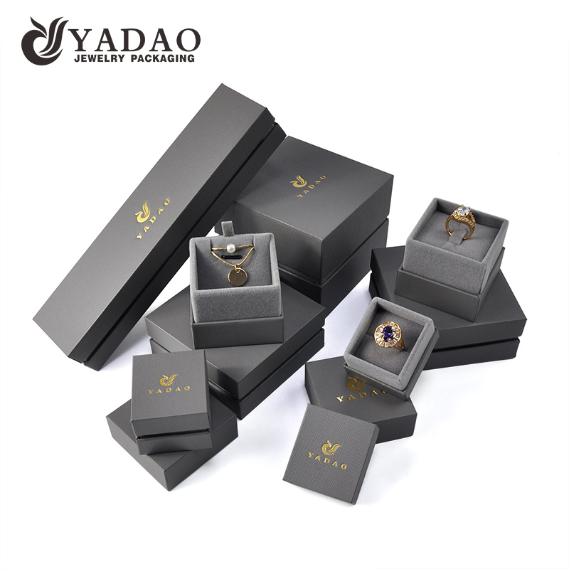 Custom velvet inside the gray box jewelry box with separate lid